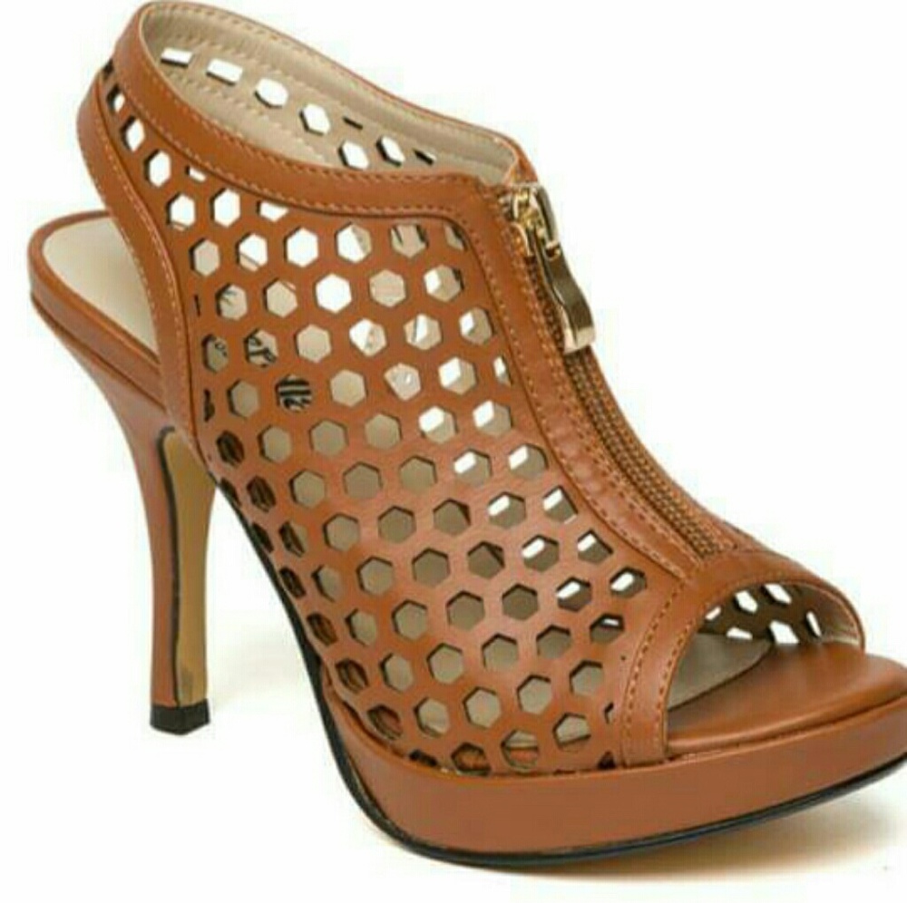 Brown Caged Heels